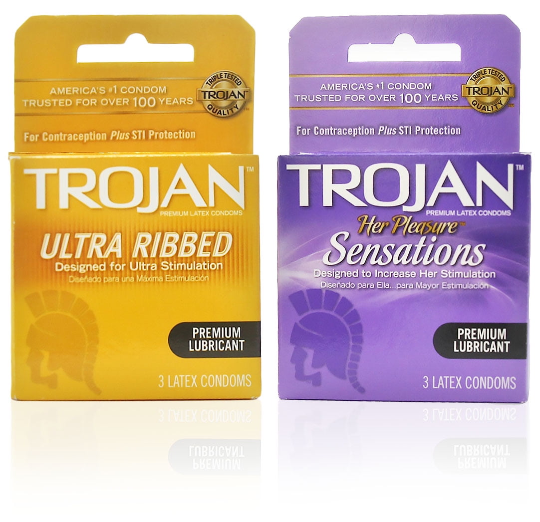 Trojan Condoms variety pack (6 sensations, 6 ultra ribbed) Walmart