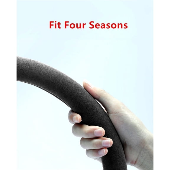Furulu Black Suede Round 38cm Breathable Anti-Skid Car Interioe Steering Wheel Cover US