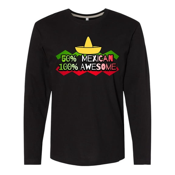 Inktastic 50% Mexican 100% Awesome Long Sleeve T-Shirt