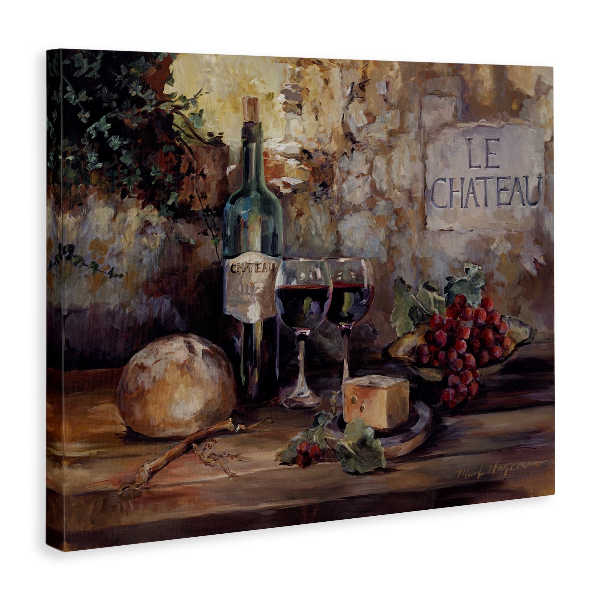 Stupell Industries Parisian Wine and Cheese Food & Beverage Painting Wrapped Canvas Art Print Wall Art, 20 x 16