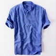 thumbnail image 3 of Puntoco Mens Clothing Clearance,Summer Men'S Cool and Thin Breathable Collar Hanging Dyed Gradient Cotton Shirt Navy, 3 of 3