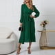 thumbnail image 4 of Vestido midi elegante de manga larga para mujer, con cinturón, para fiesta, boda, invitados, oficina, 4 of 5