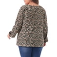 thumbnail image 4 of DARING DIVA Women's Plus Round Neck Ditsy Floral Printed Peplum Blouse 3X Black Beige, 4 of 6