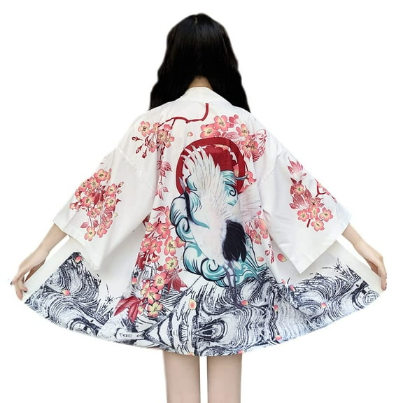HAORUN Women Japanese Kimono Coat Cardigan Yukata Bathrobe Blouse Loose Outwear Summer