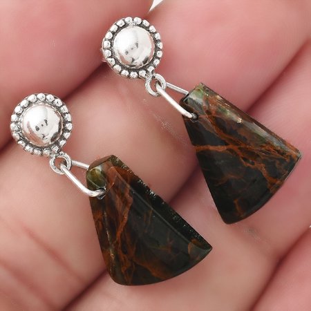 Desiregem Natural Turkish Rainforest Chrysocolla 925 Silver Adult Women Earrings Jewelry SDE50802