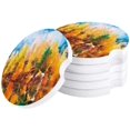 thumbnail image 1 of RYLABLUE Reflection of Trees in The Pond Set of 4 Car Coaster for Drinks, Absorbent Ceramic Stone Coasters Cup Mat with Cork Base for Home Kitchen Room Coffee Table Bar Decor, 1 of 5