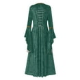 thumbnail image 4 of Gothic Velvet Costume, Halloween Cosplay Dress, Lace Up Bell Sleeve Dress, Womens Renaissance Medieval Costume Dress Lace Up Irish Over Long Dresses Cosplay Retro Gown, Green 5XL, 4 of 4