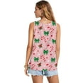 thumbnail image 2 of Jeiento Christmas V-Neck T-shirt Pink Xmas Candy Cane Tank Tops Womens Sleeveless V Neck T-shirt Festival Holiday Tee Plus Size Pleated Tunic Tops Basic Blouse,L, 2 of 7