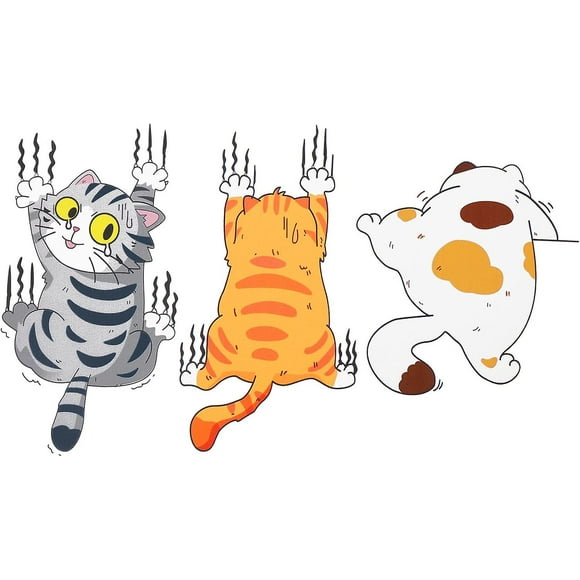Cartoon Cat Car Sticker, Pack of 3 Funny Vinyl Car Stickers Cats Bumper Stickers Anti Scratch Cover