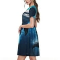 thumbnail image 2 of Disketp Ice Blue Ocean Cute Dolphin para Vestido de Manga Corta para Mujeres, Vestidos de Verano para Mujeres, Casual y Holgado para la Playa, 2 of 6