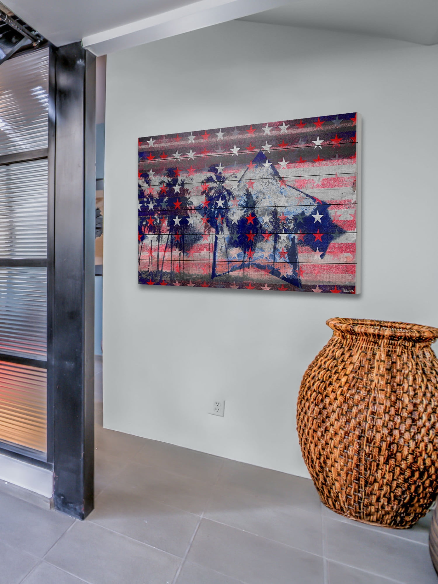 Parvez Taj "Stars and Palms" Print on White Wood