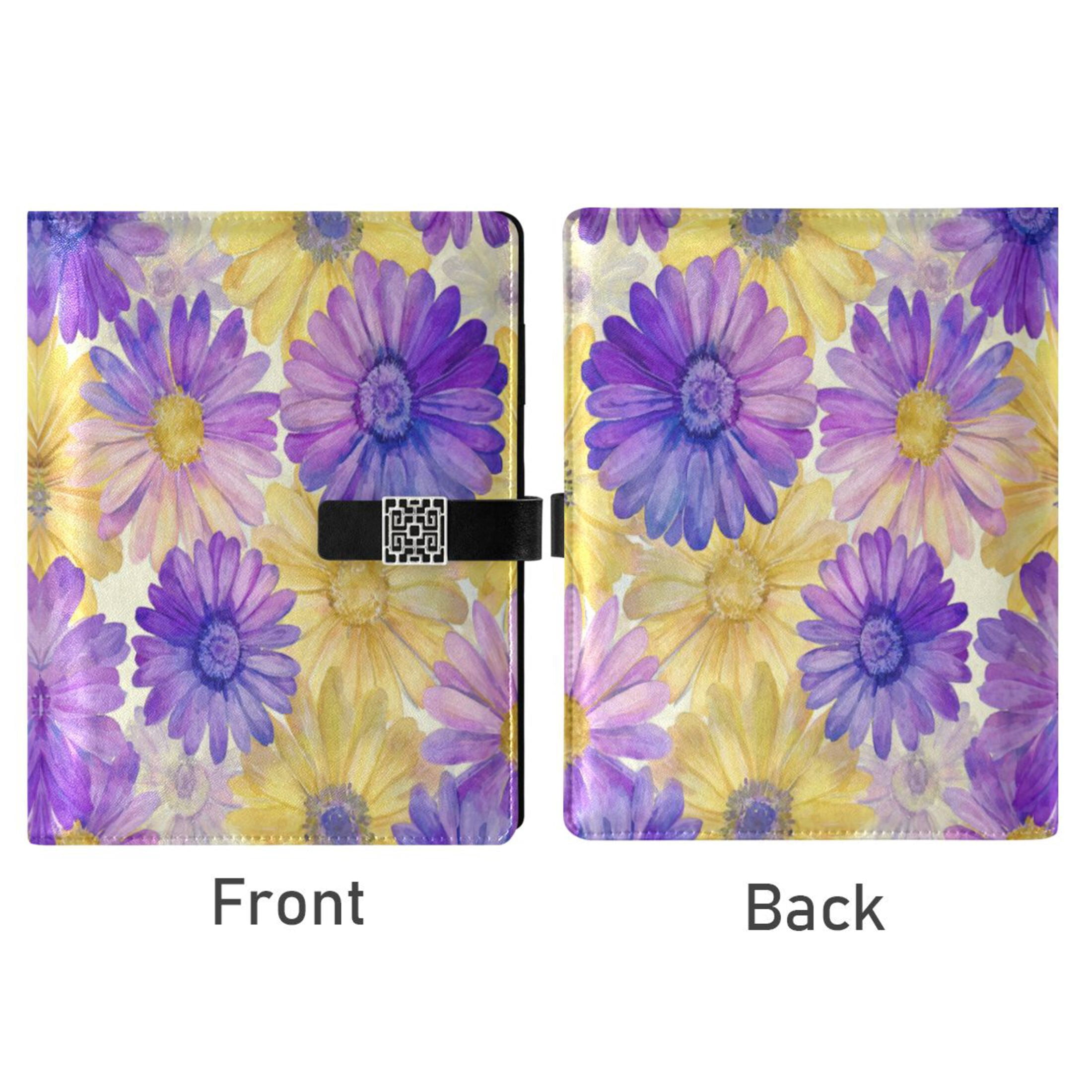 Leather Planner Leather Notebook Notebook Journal Binder Design Pen Pocket Design Convenient for Storage Vibrant Purple Daisy Pattern