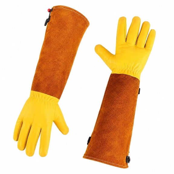 Large Gardening Gloves for Men&Women, Professional Rose Pruning Gloves Thorn Proof, Adjustable Cuff, Breathable Leather Cowhide Long Garden Gloves,Garden Gifts & Tools for Gardener,Yard Work