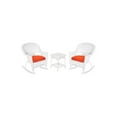 thumbnail image 2 of Jeco 3pc Black Rocker Wicker Chair Set With Brick Red Cushion-Finish:White, 2 of 2