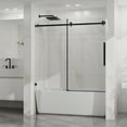 thumbnail image 4 of 60" W x 58" H Bathtub Door, Frameless Tub Sliding Shower Door, 1/4" (6mm) Thick Tempered Clear Glass with Easy-clean Coating, Stainless Steel Hardware, Matte Black, 4 of 8