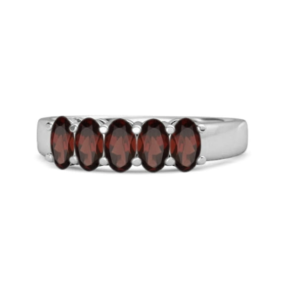 Five Stone 1.25 Cts Garnet Half Eternity 925 Sterling Silver Women's Valentines Day Gifts Ring
