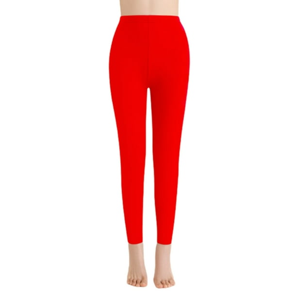 Pantalones de invierno para mujer, de color liso, de cintura media, de terciopelo alemán, largos, leggings, pantalones de poliéster para mujer