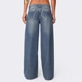 thumbnail image 5 of Women's Low-Rise Ultra Wide Leg Jeans, Vintage Wash Denim Pants, 5 of 6