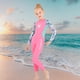 thumbnail image 3 of Traje de neopreno de manga larga, cálido, para buceo, para niños y niñas, de una pieza, para surf y snorkel. Rosa L, 3 of 9
