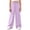 Purple, variant on Ixbnca Long Pants for Girls Textured Wide Leg Solid Color Pants Lounge Elastic High Waist Comfy Vacation Trousers