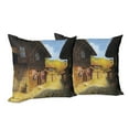 thumbnail image 6 of Ambesonne Vintage Throw Pillow Cover 2 Pack, Wooden Houses in Fall, 20", Brown Blue, 6 of 6