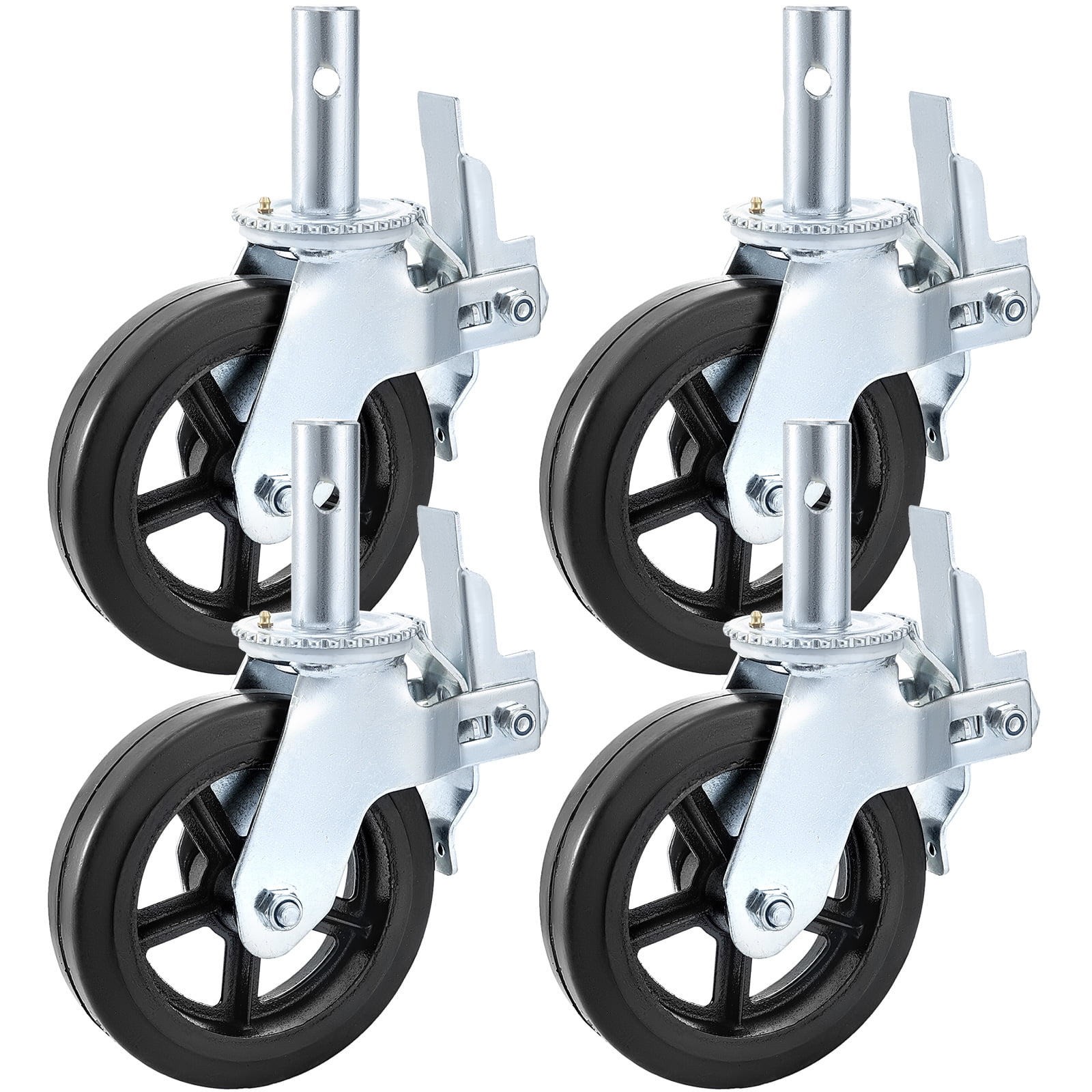 4 pcs Scaffold Caster 6" x 2" Black  Wheels w/ Locking Brakes  2000 lbs capacity 