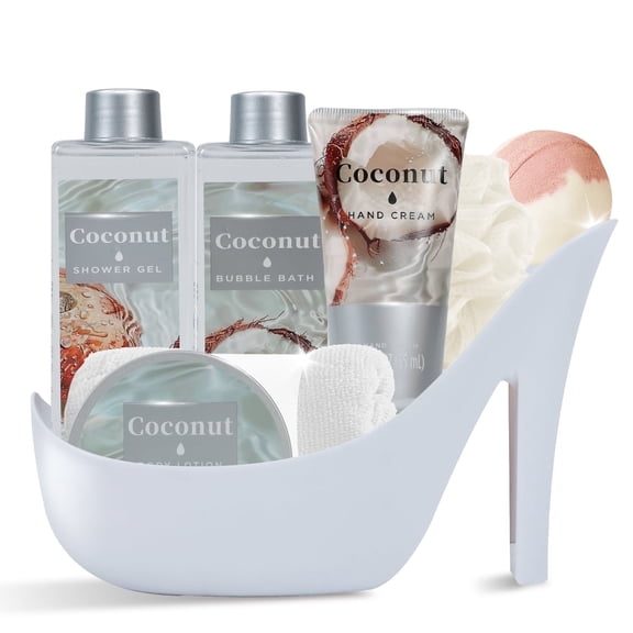 Spa Luxetique Valentines Day Bath Gift Baskets 8Pcs Coconut Scent Luxury Birthday Gift Sets for Women