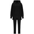 thumbnail image 6 of Hueook Sweat Suits For Womens 2 Piece Ladies' Round Neck Long Sleeved Shirt Casual Wide Leg Pants Two-piece Fashionable Set Black 4X, 6 of 6
