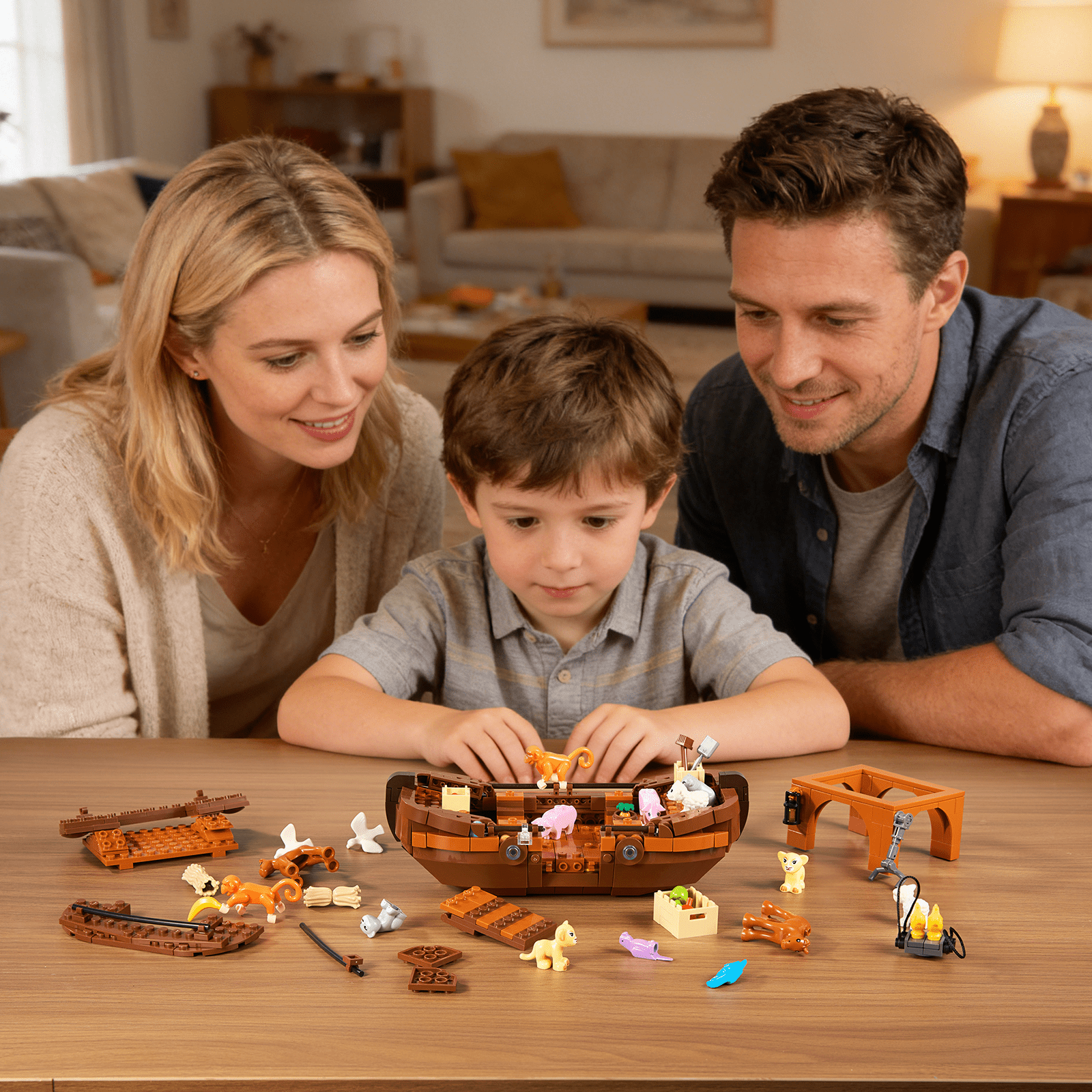 Noah's Ark Toy Animal Playset Noah's Animal House Building Block Kit Early Learning Toy for Kids Boys and Girls