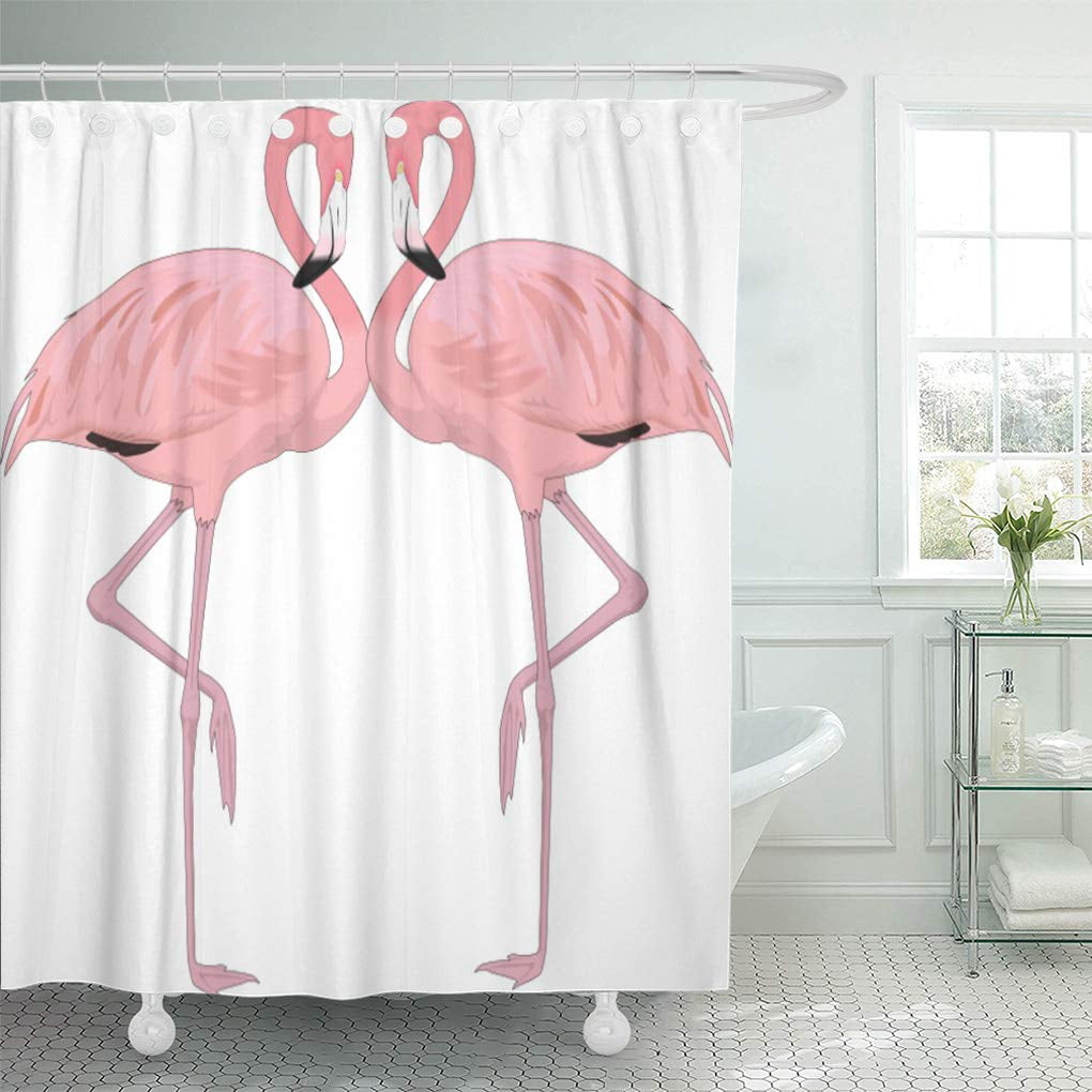 Bath set Elegant Pink Flamingos Shower curtain and accessories 