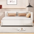 thumbnail image 2 of Full Size Upholstered Daybed with Trundle Sofa Bed Frame No Box Spring Needed, Linen Fabric(Beige), 2 of 7