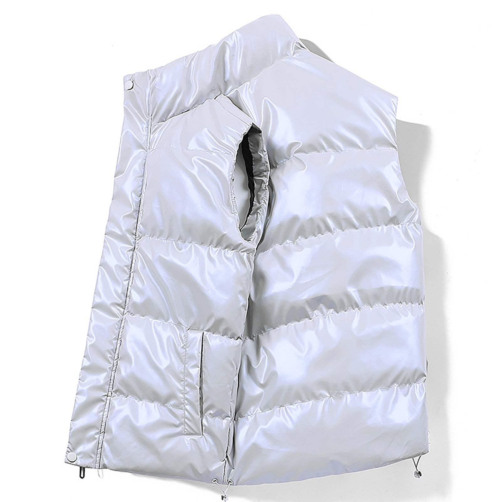 Homeyce White Puffer Vest for Men Stand Collar Quilted Down Vest Zip Up Sleeveless Lightweight Down Jacket with Pockets Winter Padded Casual Coat for Golf Running Outdoor,White XL