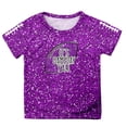 thumbnail image 4 of OOOUM Toddler Girls Short Sleeve T-Shirt Regular Crewneck Glitter Print Tops Modest Fashionable Summer Tees Purple 3-4 Years, 4 of 4