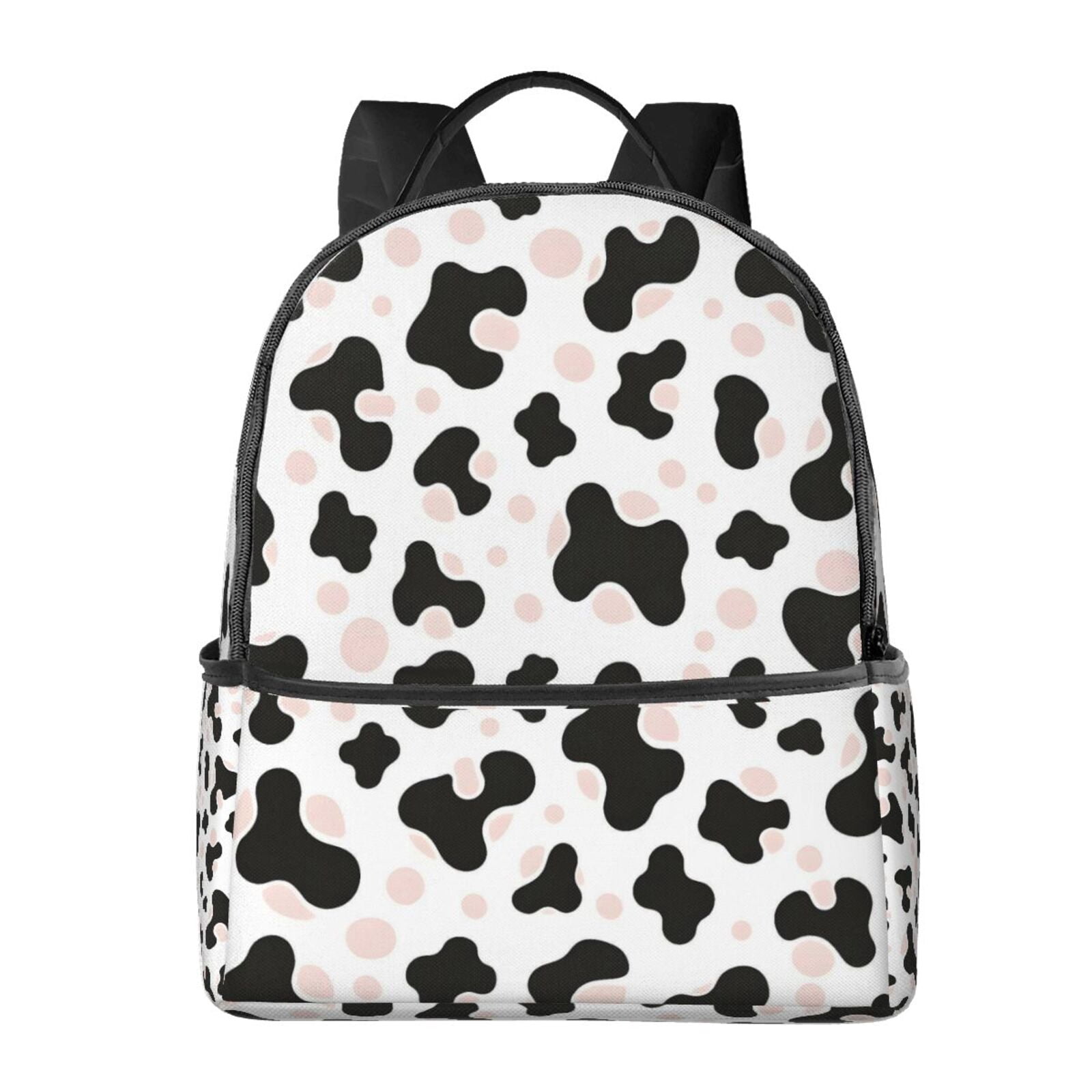 Lightweight Backpack With Adjustable Shoulder Strap Empty Bag Upright 12×14.5in For Weekend Holiday Travel Hiking Simple Cow-Print Pattern1_1
