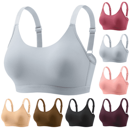 Fulorrnie Bras for Women Plus Size No Underwire Lift Comfort Full Coverage High Impact Plunge Supportive Bra Grey 38