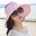 thumbnail image 4 of Sun Hats for Women Fashionable Womens Wide Brim Hat Roll-up Straw Sun Visor Hat, 4 of 5
