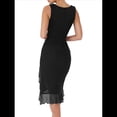 thumbnail image 2 of Vestido Midi Ajustado Fruncido para Mujer, Escote Cuadrado, Sin Mangas, Bajo con Volantes, Vestido de Fiesta para Discoteca, Negro, Talla XL, 2 of 7