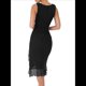 thumbnail image 2 of Vestido Midi Ajustado Fruncido para Mujer, Cuello Cuadrado, Sin Mangas, Bajo con Volantes, Vestido de Fiesta para Discoteca, Negro, Talla S, 2 of 7