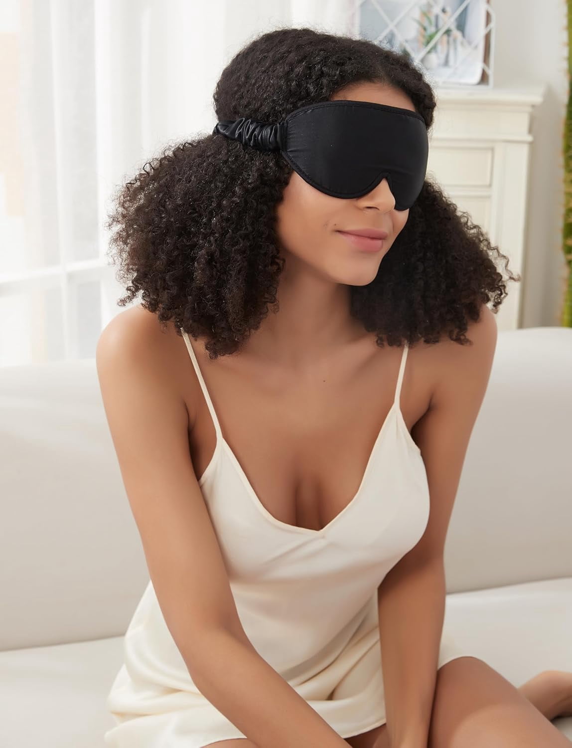 Upgraded Silk Eye Mask with Deep Contour Molded Cups for Beauty Sleep & Lashes Extensions, Zero Pressure Sleeping Eye Cover with Gift Box
