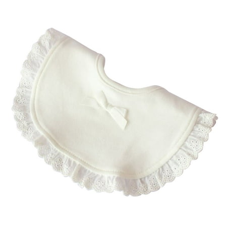 

Lace Baby Bib Baby Towel Waterproof Cotton Dining Bibs for Baby Newborn Infant (White)