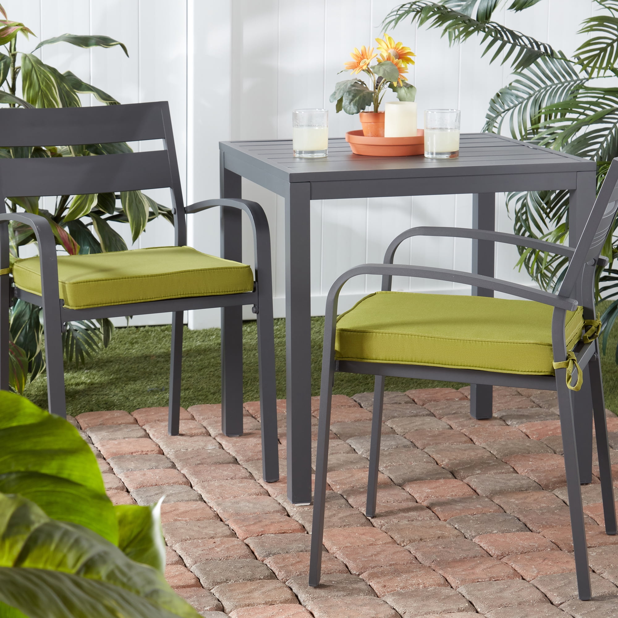 Greendale Home Fashions Outdoor 18'' x 18'' Square Seat Pad, Set of 2, Kiwi