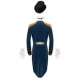 thumbnail image 2 of TiaoBug Mens Lion Tamer Costume Sets Circus Ringmaster Outfits Jacket with Hat Collar Gloves Dark Blue 3XL, 2 of 7