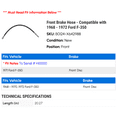 thumbnail image 2 of Front Brake Hose - Compatible with 1968 - 1972 Ford F-350 1969 1970 1971, 2 of 2