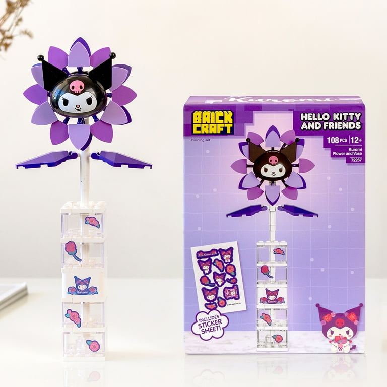 Brickcraft Kuromi Flower & Vase Building Kit (108 Pieces), Sanrio