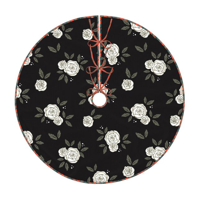 Fotbe Rose Flowers Pattern Christmas Tree Skirt, Tree Skirts Plush Christmas Decorations, Christmas Tree Skirts Xmas Decorations Holiday Party Decor-36"