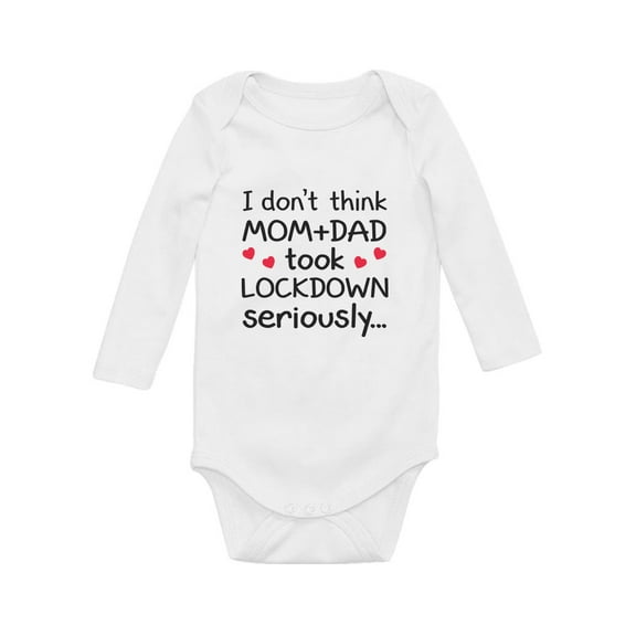 Newborn Baby Funny Social Distancing Quarantine Baby Long Sleeve Bodysuit 6M (3-6M) White
