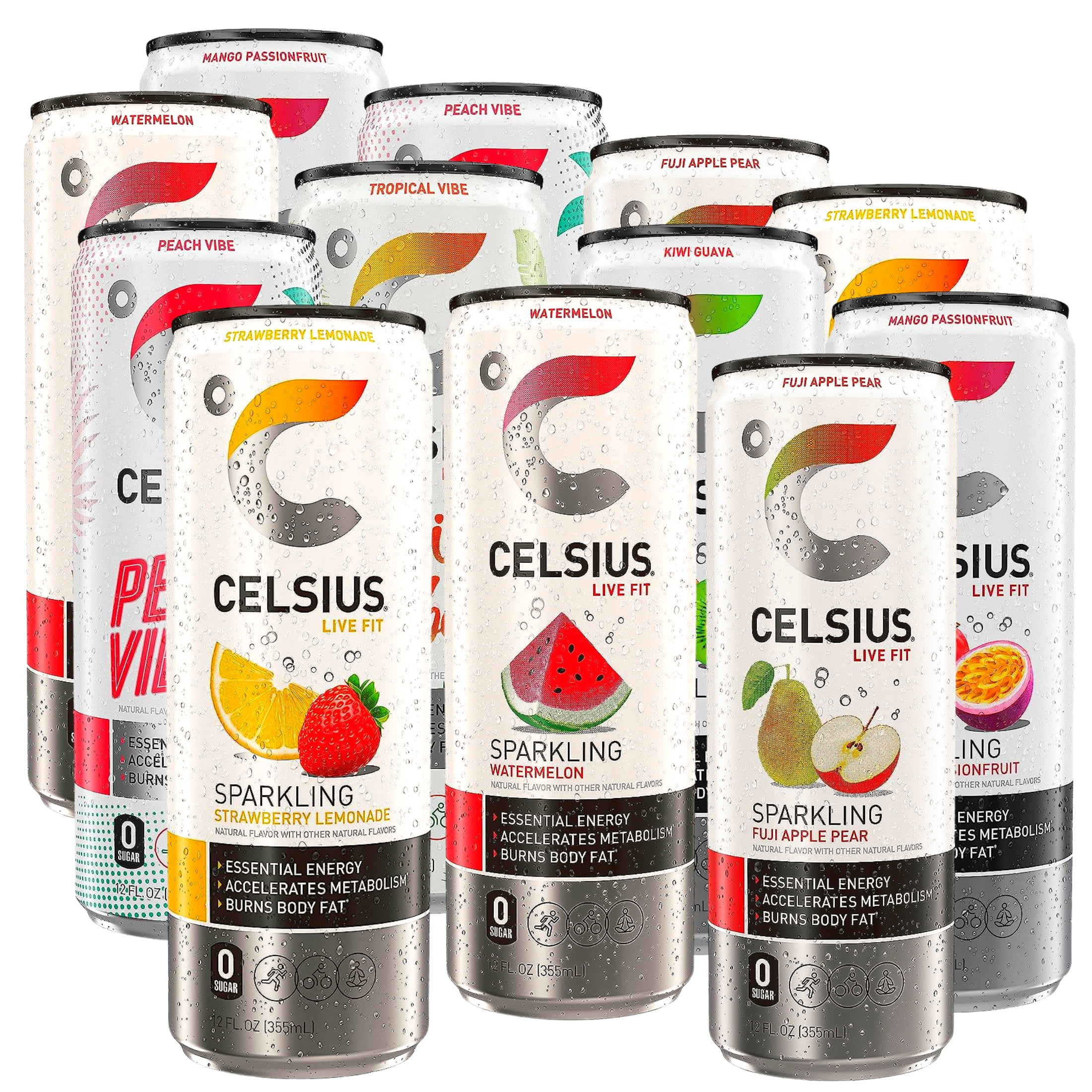 (4) Celsius Functional Essential Energy Drinks 12 Fl Oz Assorted