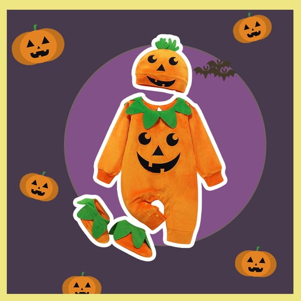 Disfraces De Halloween Para Bebés , Mono De Manga Larga De Calabaza + 1 * Sombrero Calcetines