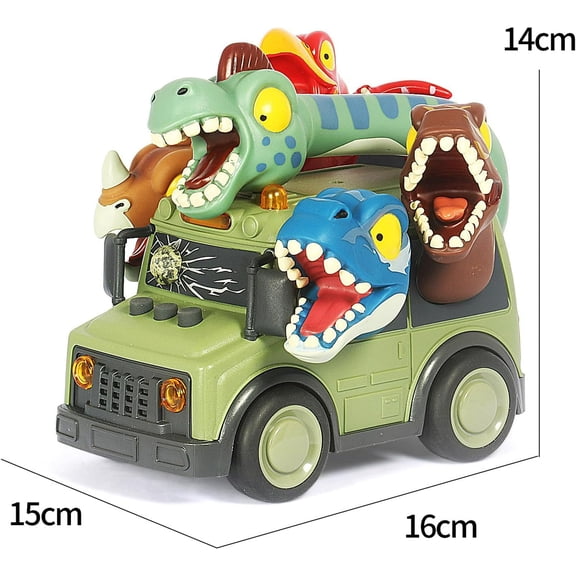 Dinosaur Car Toys for Kids，School Bus Toy with Light and Sound, Dinosaurs Friction Powered Car Bus Model Toys，Birthday Gifts Toys for 3 4 5 6 Years Old Boys