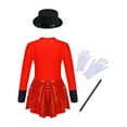 thumbnail image 2 of Yartina Girls Magician Outfits Circus Magic Performance Sequins Leotard Dress for Stage Performance Red 10, 2 of 7